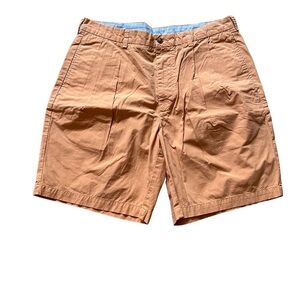 Brooks Brothers 100% Cotton Pleated Orange Color Advantage Chino Shorts Size 36